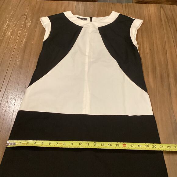 LAFAYETTE 148 Dima Black White Colorblock Shift Dress w/pockets sleeveless 8 - Picture 4 of 11